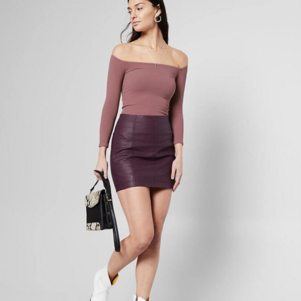 Free People Modern Femme Faux Leather Mini Skirt - Sz 6